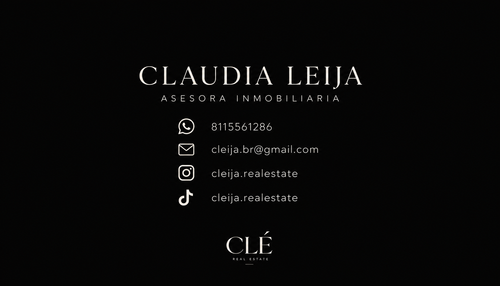 Tarjeta de contacto de Claudia Leija